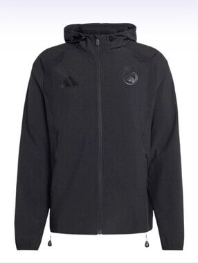Adidas Black Real Madrid Hooded Windbreaker Jacket